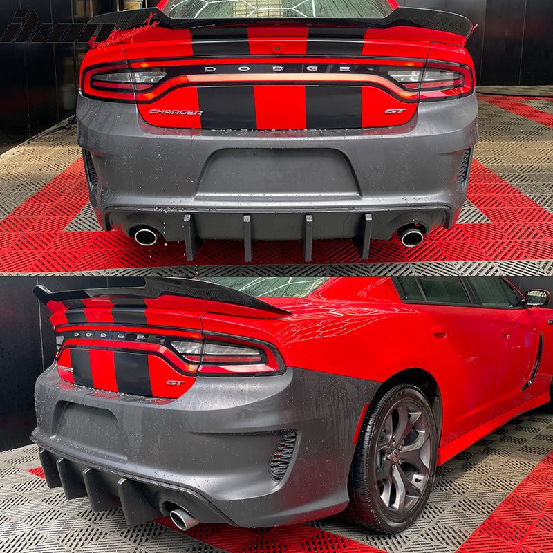 SRT 2021 Style Rear Bumper + Diffuser With Fins (CHARGER 15-21)