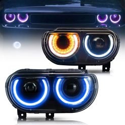 Alternative view of Led Headlights forDodge Challenger 08-14 Vland RGB Dual Beam Projector Headlights Black