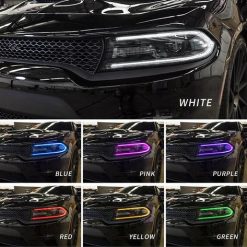 Led headlights per Dodge Charger 15-20 Vland RGB Style Dual Beam Projector Headlights Black - Image 13