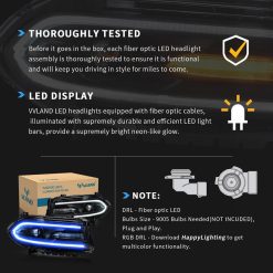 Led headlights per Dodge Charger 15-20 Vland RGB Style Dual Beam Projector Headlights Black - Image 6