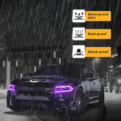 Led headlights per Dodge Charger 15-20 Vland RGB Style Dual Beam Projector Headlights Black - Image 7
