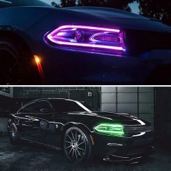 Led headlights per Dodge Charger 15-20 Vland RGB Style Dual Beam Projector Headlights Black - Image 10