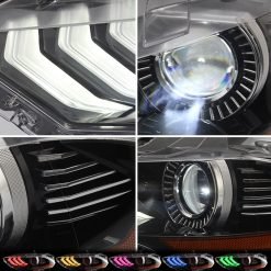 Fari Anteriori a Led per Mustang 18-22 Vland LED Dual Beam Projector RGB HeadLights Black
