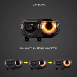 Led Headlights for Dodge Challenger 08-14 Vland Dual Beam Projector Headlights Black - Image 5