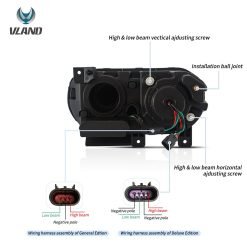 Led Headlights for Dodge Challenger 08-14 Vland Dual Beam Projector Headlights Black - Image 6