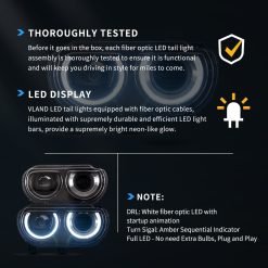 Led Headlights for Dodge Challenger 08-14 Vland Dual Beam Projector Headlights Black - Image 10