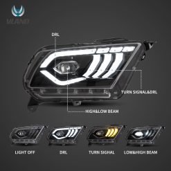 Fari Anteriori a Led per Mustang 10-14 Vland LED Dual Beam Projector Headlights Black