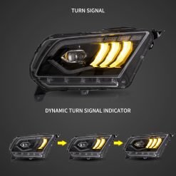 Fari Anteriori a Led per Mustang 10-14 Vland LED Dual Beam Projector Headlights Black