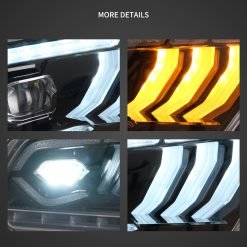 Fari Anteriori a Led per Mustang 10-14 Vland LED Dual Beam Projector Headlights Black