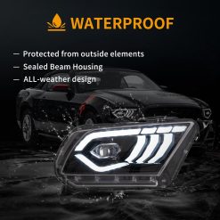 Fari Anteriori a Led per Mustang 10-14 Vland LED Dual Beam Projector Headlights Black
