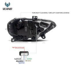 Fari Anteriori a Led per Mustang 18-22 Vland LED Dual Beam Projector Headlights Black
