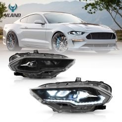 Led Headlights for Mustang 18-22 Vland LED Dual Beam Projector Headlights Black